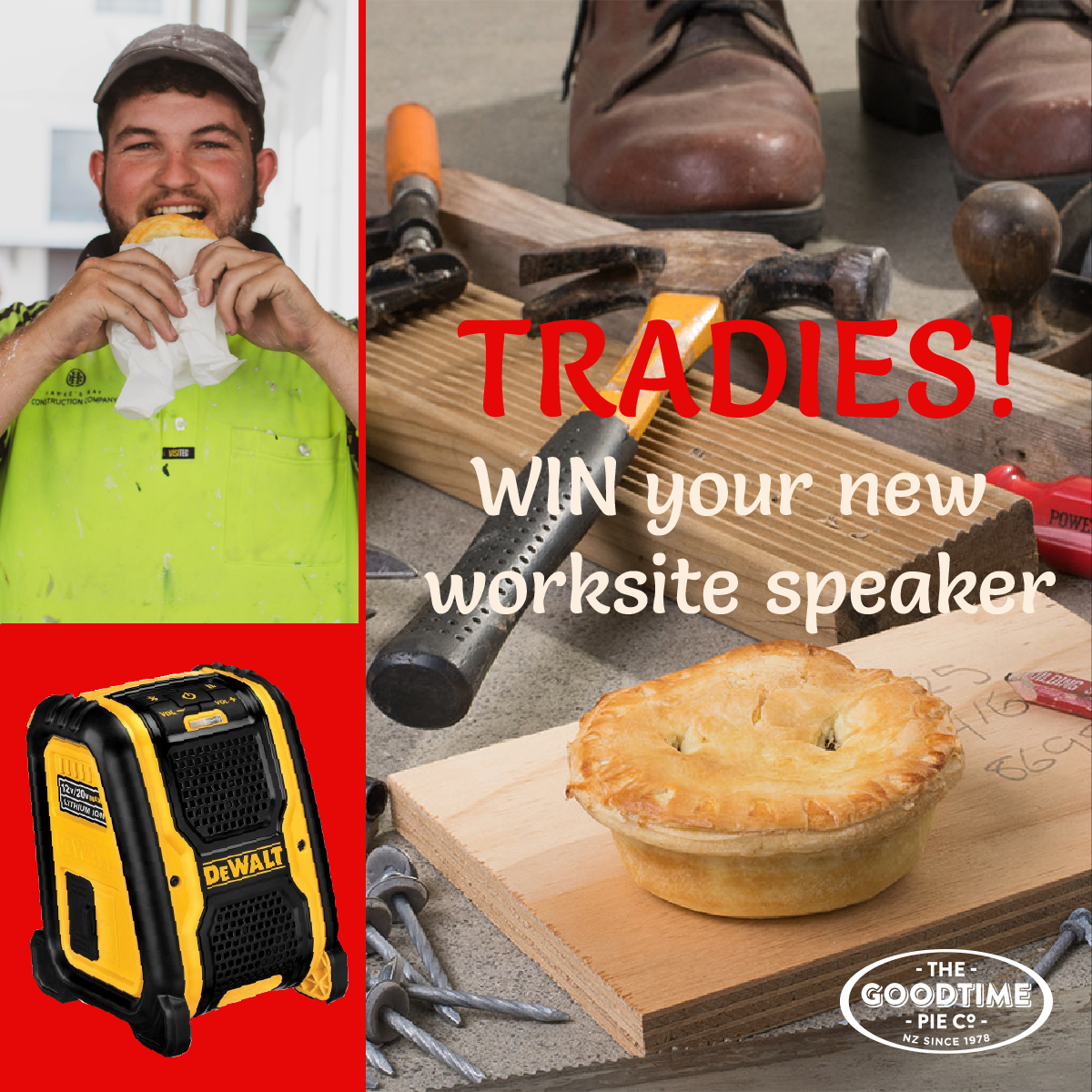 Tradies- Win a Wireless Blue Tooth Speaker from The Goodtime Pie Co